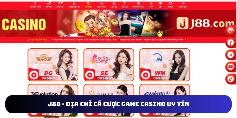 J88 nhà cái cung cấp nhiều siêu phẩm Game casino hay